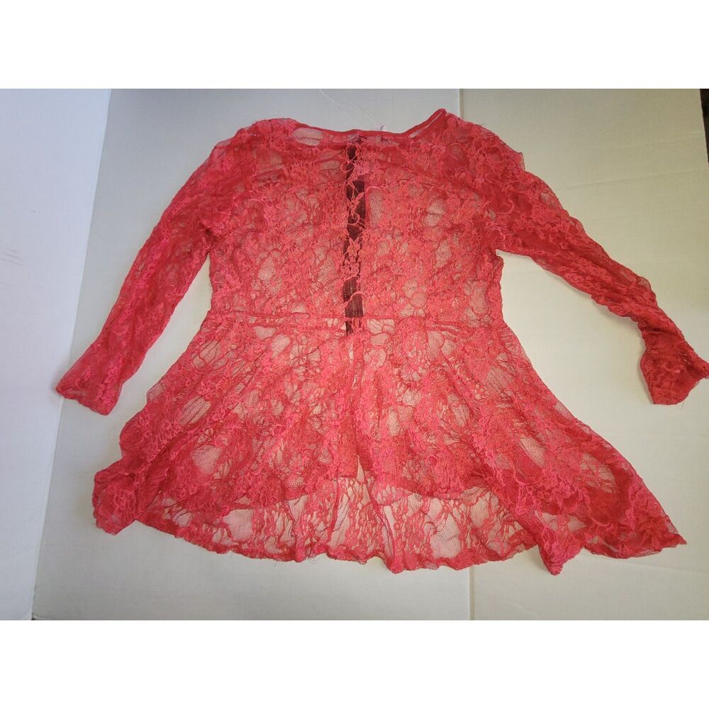 Blush Sheer Red Lace coverup 1X